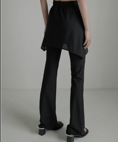 Asymmetric Skirted Flare Pants